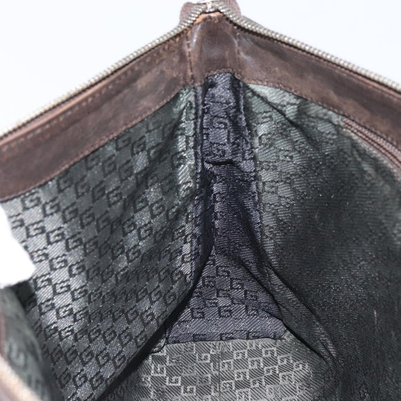 GUCCI Shoulder Bag Canvas Leather Brown Gold 110054 Auth bs31954