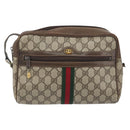 GUCCI GG Supreme Web Sherry Line Shoulder Bag PVC Beige 010 378 Auth bs31955-13