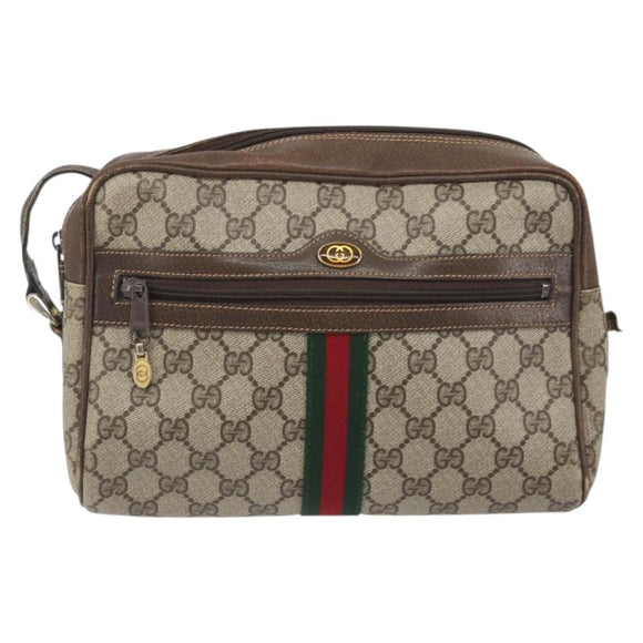 GUCCI GG Supreme Web Sherry Line Shoulder Bag PVC Beige 010 378 Auth bs31955