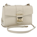Jimmy Choo Chain Shoulder Bag Leather White Gold Auth bs31956-1