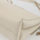 Jimmy Choo Chain Shoulder Bag Leather White Gold Auth bs31956-12
