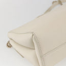 Jimmy Choo Chain Shoulder Bag Leather White Gold Auth bs31956-13