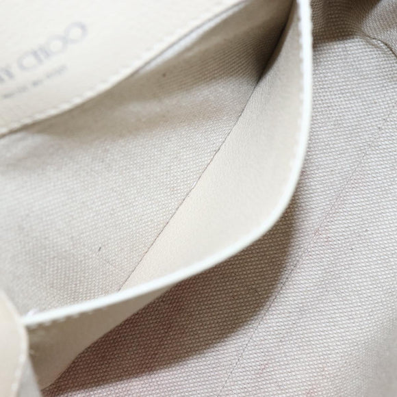 Jimmy Choo Chain Shoulder Bag Leather White Gold Auth bs31956