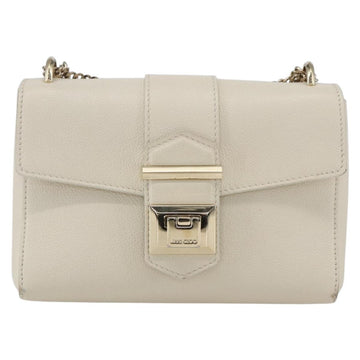 Jimmy Choo Chain Shoulder Bag Leather White Gold Auth bs31956 - 0