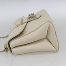 Jimmy Choo Chain Shoulder Bag Leather White Gold Auth bs31956-4