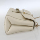 Jimmy Choo Chain Shoulder Bag Leather White Gold Auth bs31956-5