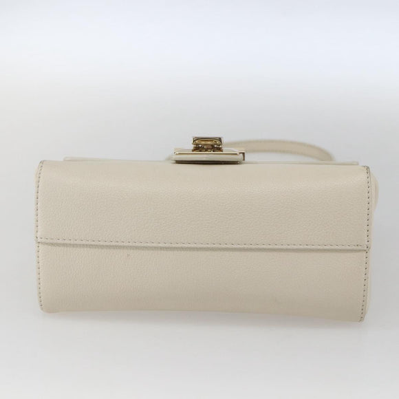 Jimmy Choo Chain Shoulder Bag Leather White Gold Auth bs31956