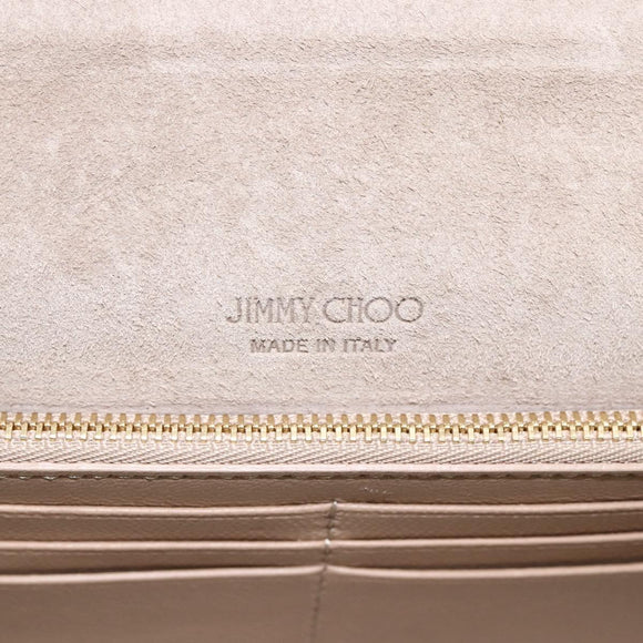 Jimmy Choo Chain Shoulder Wallet Shoulder Bag Leather Silver Gold Auth bs31957
