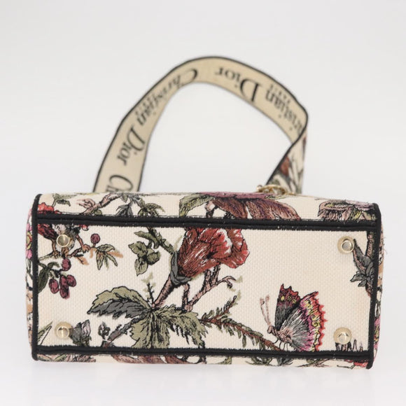 Christian Dior jardin Hand Bag Canvas 2way Beige Gold Auth bs31958