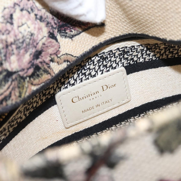 Christian Dior jardin Hand Bag Canvas 2way Beige Gold Auth bs31958