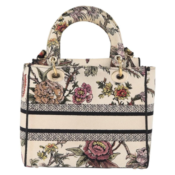 Christian Dior jardin Hand Bag Canvas 2way Beige Gold Auth bs31958