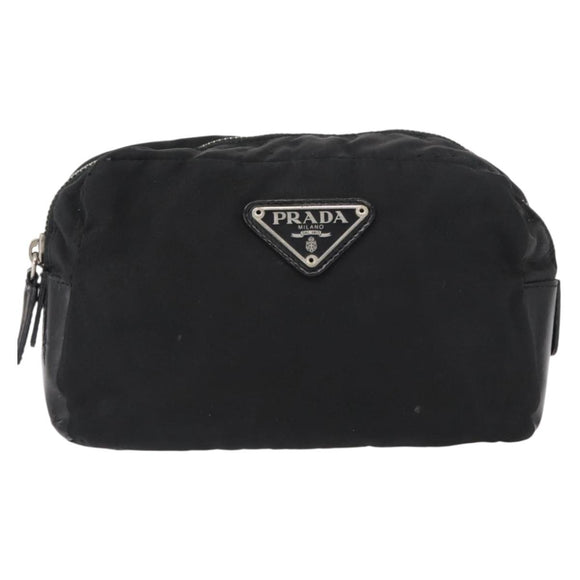 PRADA Pouch Nylon Leather Black Auth bs31960