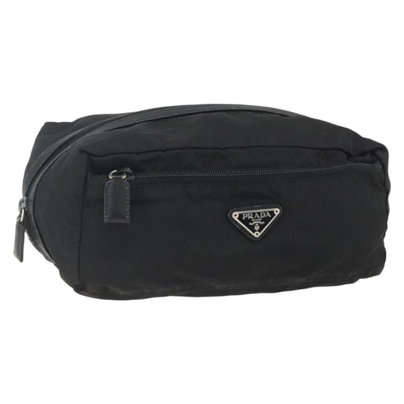 PRADA Pouch Nylon Leather Black Auth bs31961