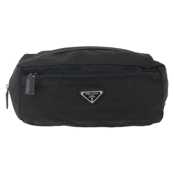 PRADA Pouch Nylon Leather Black Auth bs31961