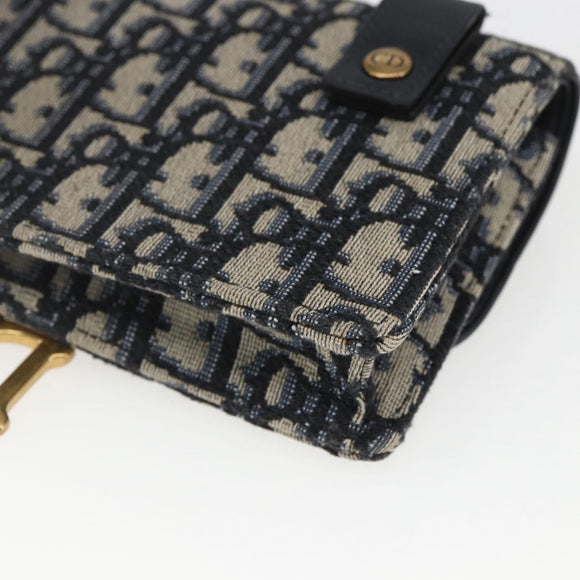 Christian Dior Trotter Canvas Saddle Waist bag Navy Gold Auth bs31962