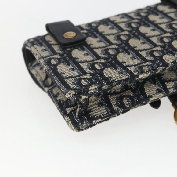 Christian Dior Trotter Canvas Saddle Waist bag Navy Gold Auth bs31962