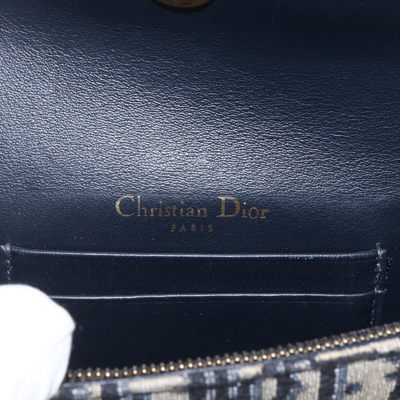 Christian Dior Trotter Canvas Saddle Waist bag Navy Gold Auth bs31962