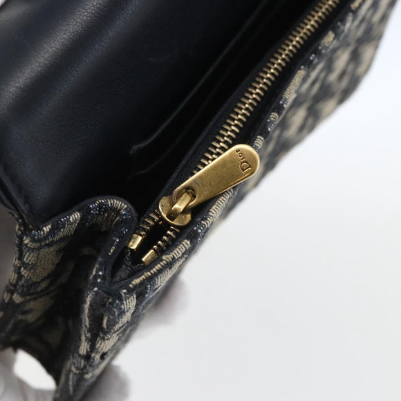 Christian Dior Trotter Canvas Saddle Waist bag Navy Gold Auth bs31962