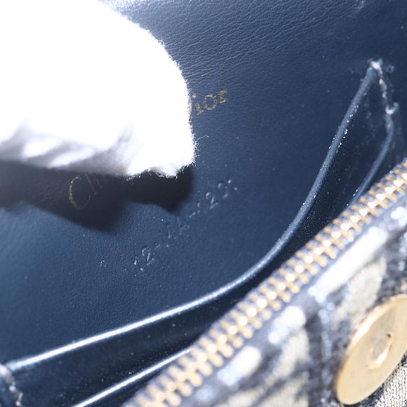 Christian Dior Trotter Canvas Saddle Waist bag Navy Gold Auth bs31962