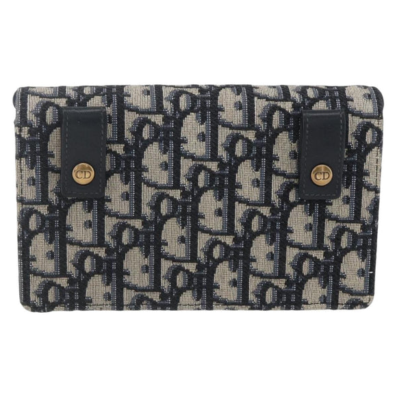 Christian Dior Trotter Canvas Saddle Waist bag Navy Gold Auth bs31962