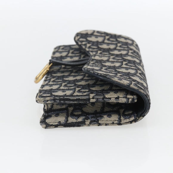 Christian Dior Trotter Canvas Saddle Waist bag Navy Gold Auth bs31962