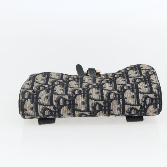 Christian Dior Trotter Canvas Saddle Waist bag Navy Gold Auth bs31962