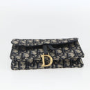 Christian Dior Trotter Canvas Saddle Waist bag Navy Gold Auth bs31962-6