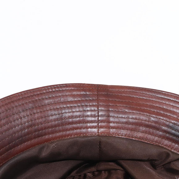 HERMES Hat Leather Brown Auth bs31964