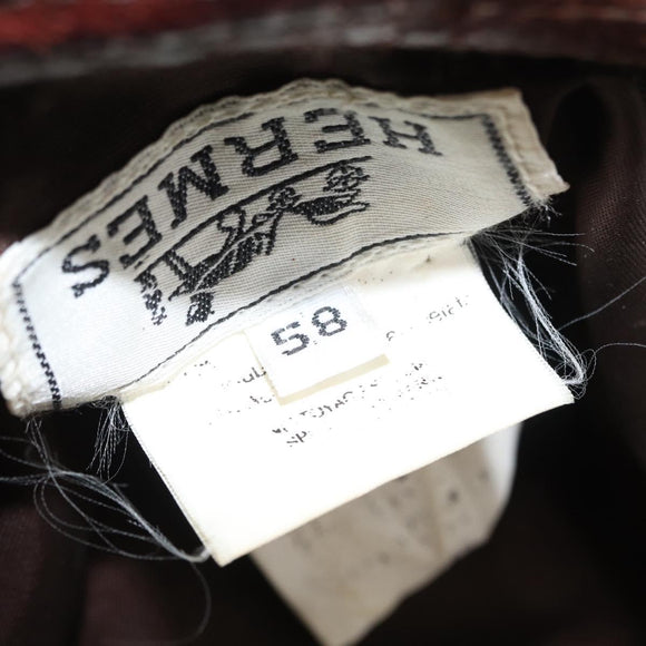 HERMES Hat Leather Brown Auth bs31964