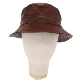 HERMES Hat Leather Brown Auth bs31964 - 0