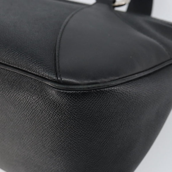 BVLGARI Hand Bag Leather Black Silver Auth bs31966