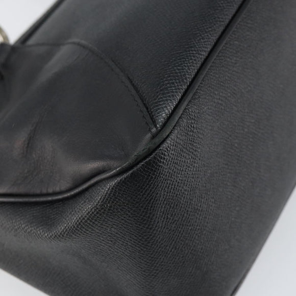 BVLGARI Hand Bag Leather Black Silver Auth bs31966