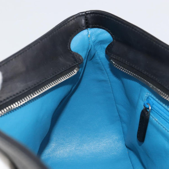 BVLGARI Hand Bag Leather Black Silver Auth bs31966