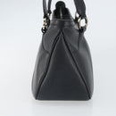 BVLGARI Hand Bag Leather Black Silver Auth bs31966-3