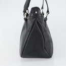 BVLGARI Hand Bag Leather Black Silver Auth bs31966-4