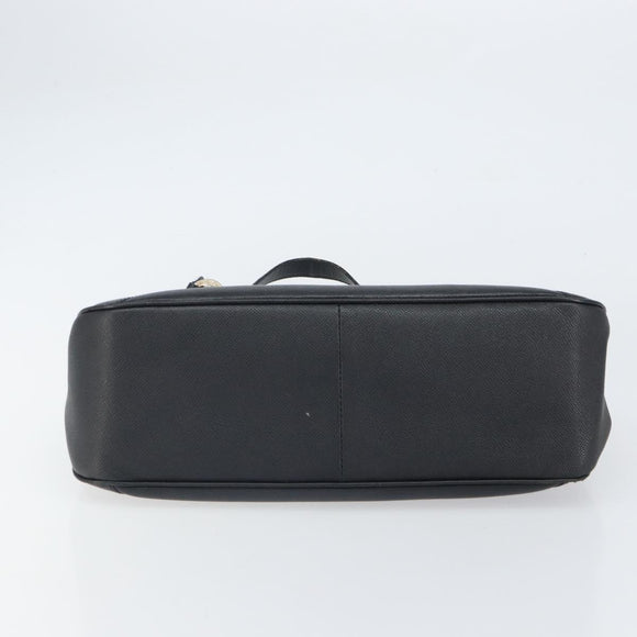 BVLGARI Hand Bag Leather Black Silver Auth bs31966