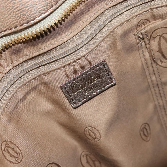 CARTIER Shoulder Bag Leather Gold Tone Auth bs31968