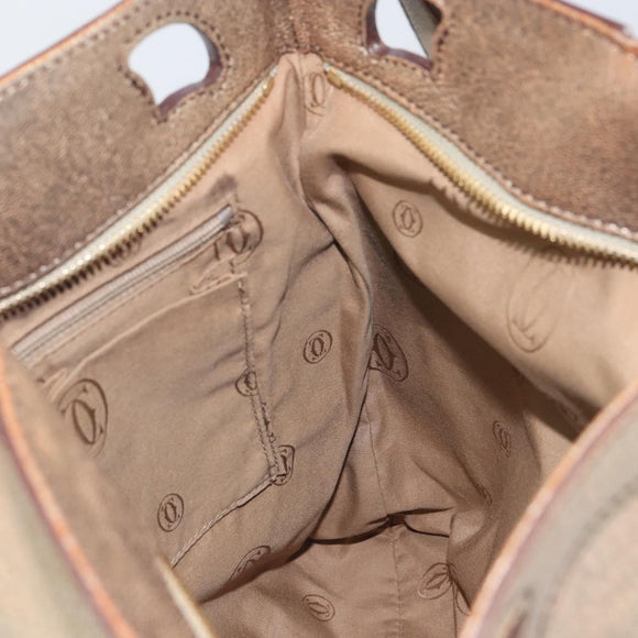 CARTIER Shoulder Bag Leather Gold Tone Auth bs31968