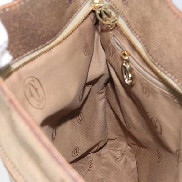 CARTIER Shoulder Bag Leather Gold Tone Auth bs31968