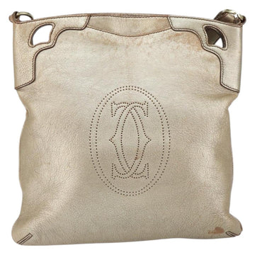 CARTIER Shoulder Bag Leather Gold Tone Auth bs31968 - 0