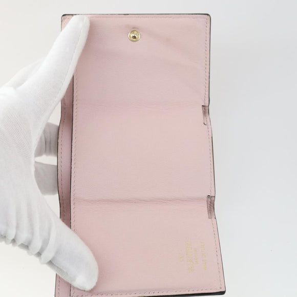 VALENTINO Wallet Leather 3 Set Pink Auth bs31971