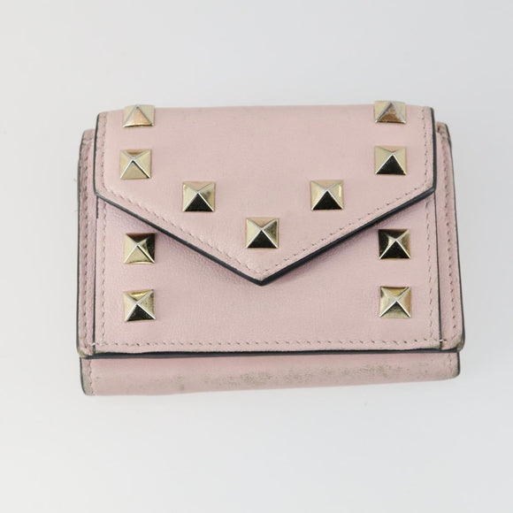 VALENTINO Wallet Leather 3 Set Pink Auth bs31971