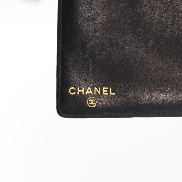 CHANEL Long Wallet Caviar Skin Black Gold CC Auth bs31972