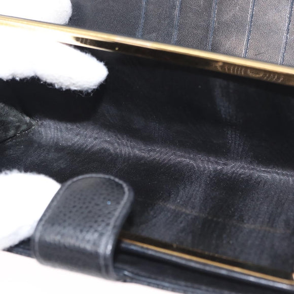 CHANEL Long Wallet Caviar Skin Black Gold CC Auth bs31972