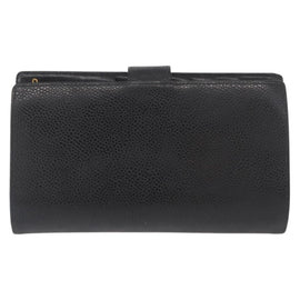 CHANEL Long Wallet Caviar Skin Black Gold CC Auth bs31972 - 0