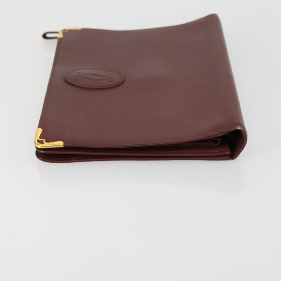 CARTIER Must Line Clutch Bag Leather 2 Set Bordeaux Auth bs31975
