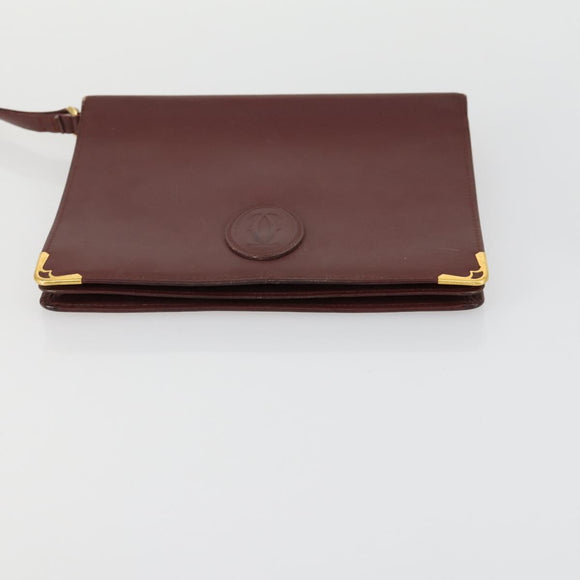 CARTIER Must Line Clutch Bag Leather 2 Set Bordeaux Auth bs31975