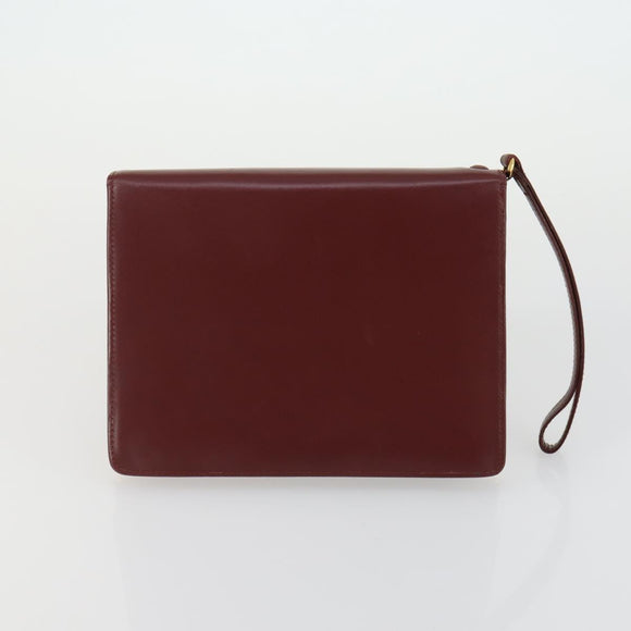 CARTIER Must Line Clutch Bag Leather 2 Set Bordeaux Auth bs31975
