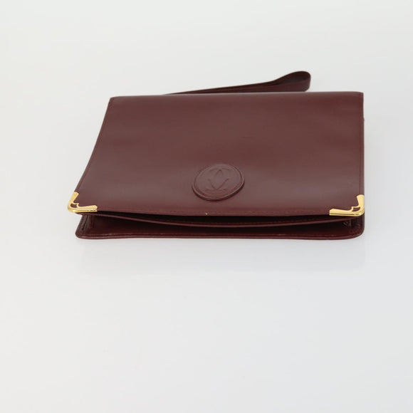 CARTIER Must Line Clutch Bag Leather 2 Set Bordeaux Auth bs31975