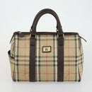 BURBERRY Nova Check Boston Bag Canvas Leather 2 Set Beige Auth bs31977-11